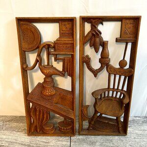 1959 Turner Mfg. Co. Kitchen Wall Art Wood Look Vintage Plastic Country Decor